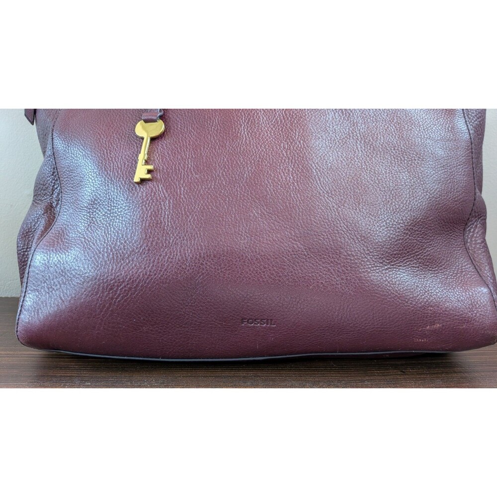 Fossil Rachael Leather Tote Fig Colored Shoulder Tote Bag - Picture 4 of 13